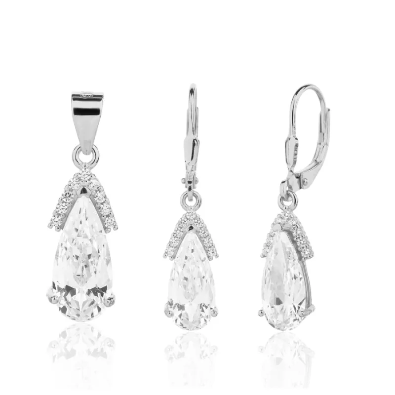 Strieborná súprava prívesku a náušnic JVD SVLS0126SJ6BI00