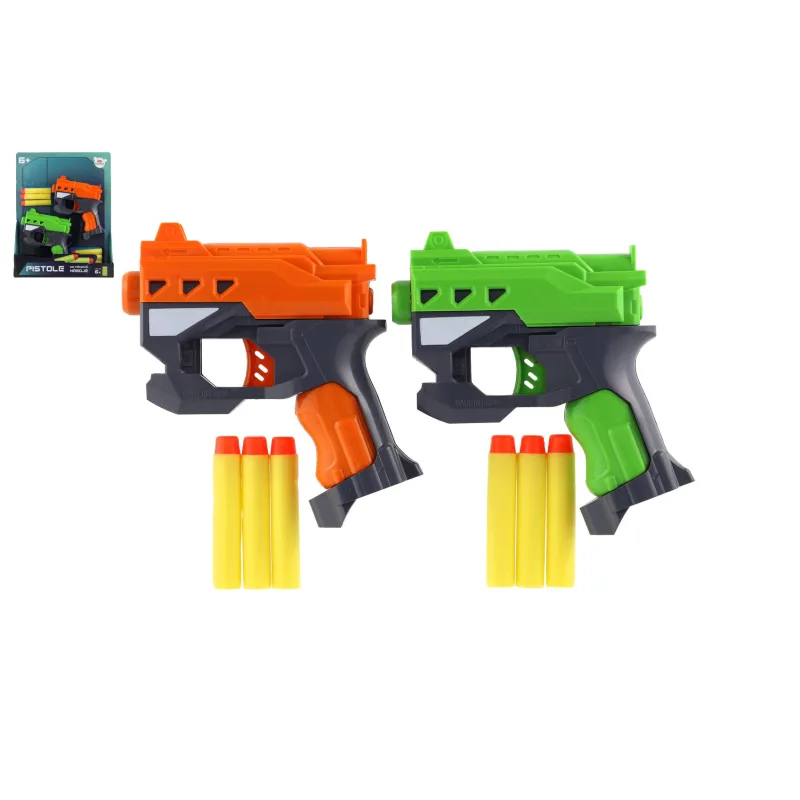 Teddies Pištole 2ks 12cm plast na penové náboje + 6ks nábojov na karte