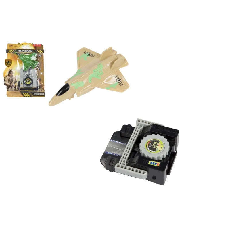 Teddies Stíhačka vystreľovacia plast 10cm na voľný chod 3 farby na karte