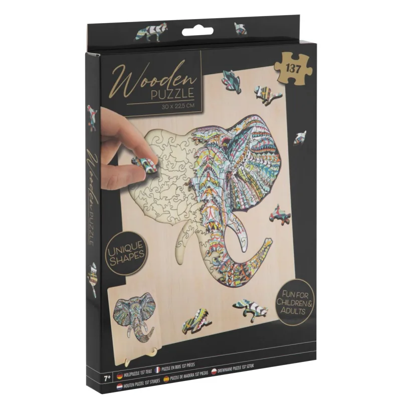 Mac Toys Dřevěné puzzle Slon - 137ks