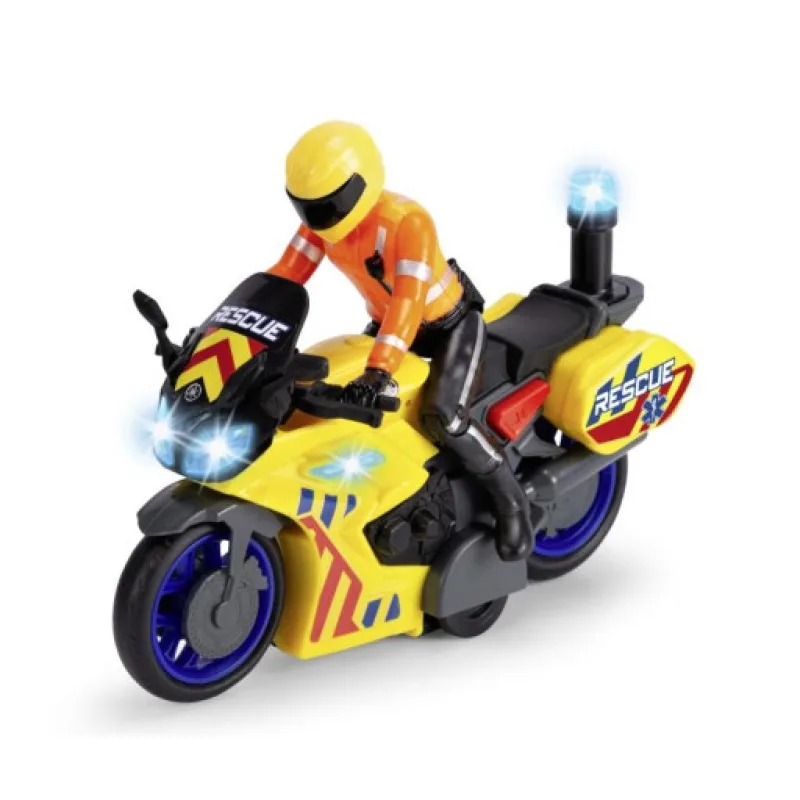 Dickie Toys Záchranářská motorka s jezdcem, 17cm