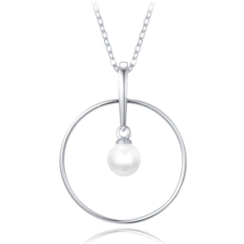 Strieborný náhrdelník s prírodnými perlami MINET JMAS7045SN45