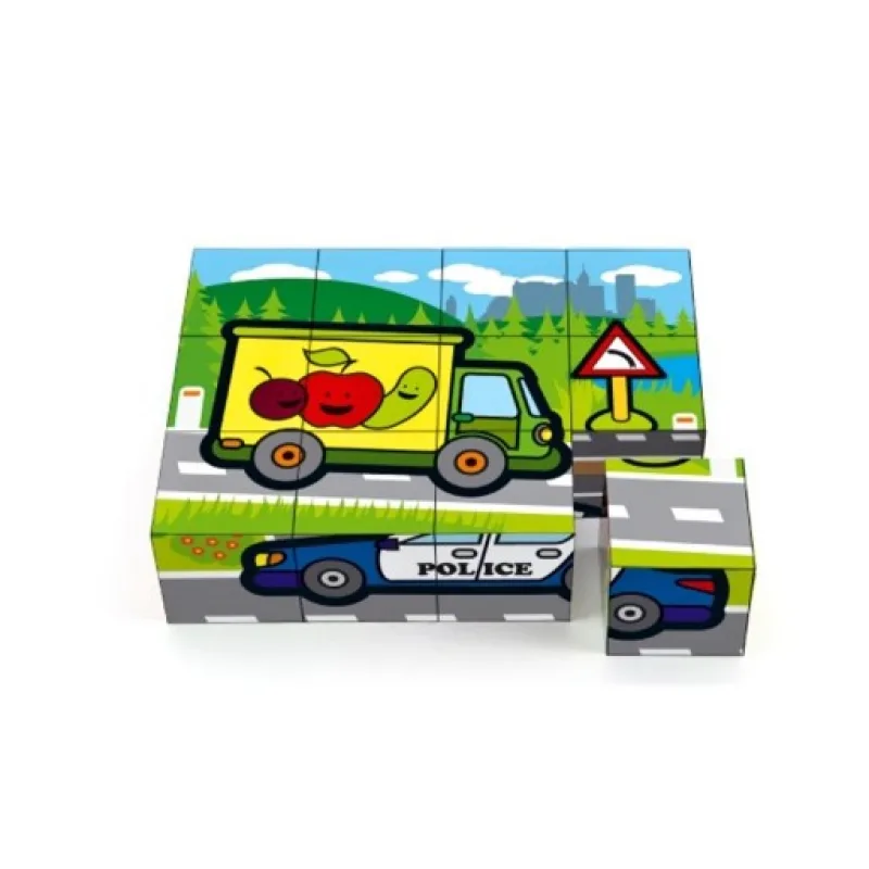 Obrázkové kostky Moje první auta, 12 ks