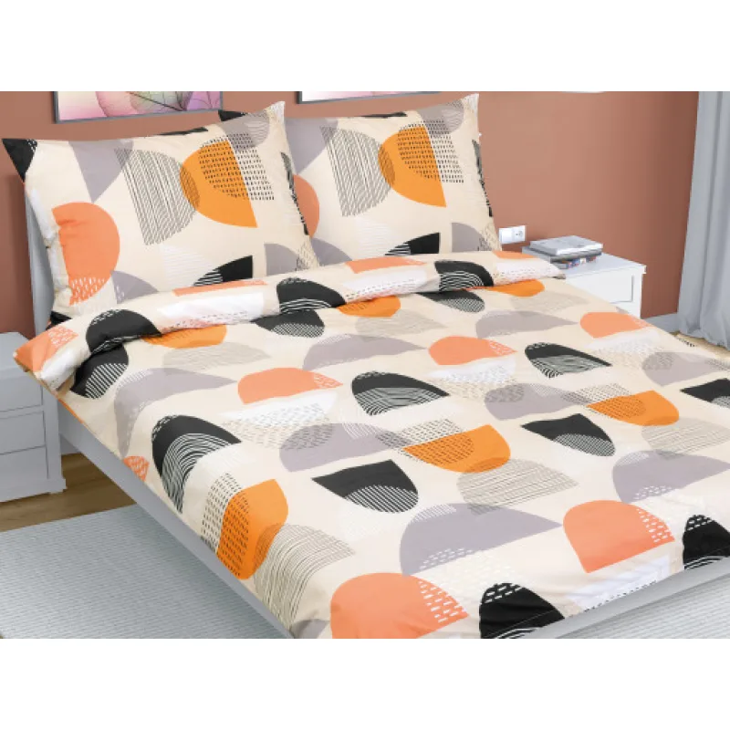 Bellatex Povlečení bavlna, Půlkruh oranžová - 180x220, 2ks 70x90 cm