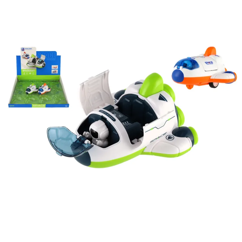 Teddies Raketoplán/raketa plast 10x11cm s kozmonautom na zotrvačník 2 farby