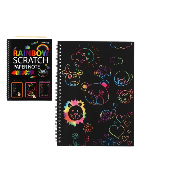 Teddies Škrabací/Vyškrabovací notes dúhový 10 listov v sáčku 20x26cm