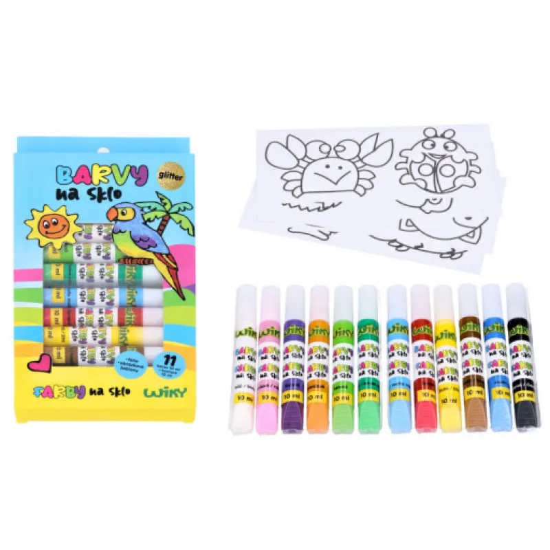 Wiky Sada barev na sklo s předlohou, 10+1