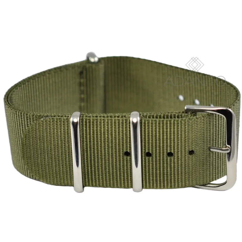 Nylonový Nato remienok na hodinky 24 mm zelený ADANITO NATO3GRN24