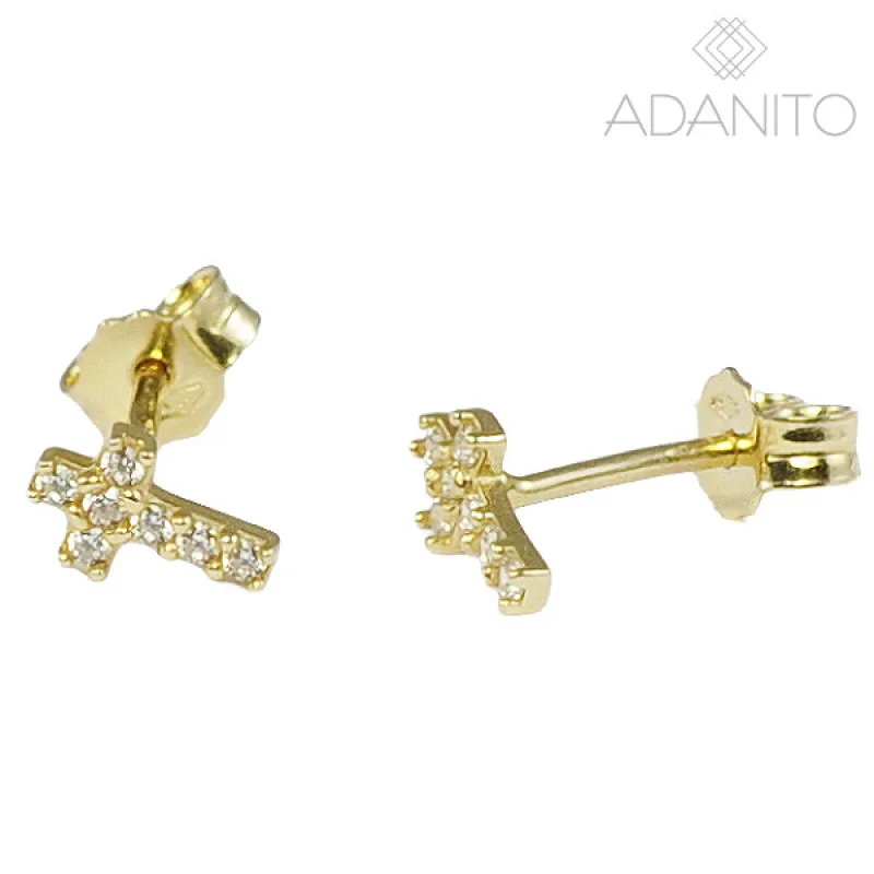 Zlaté náušnice krížiky so zirkónmi ADANITO BRN1266G