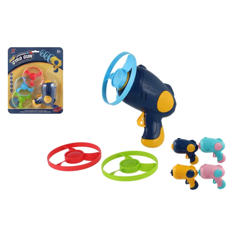 Teddies Vystreľovacia vrtuľka 3ks + štartér pištoľ plast 4 farby na karte 21,5x26x6cm