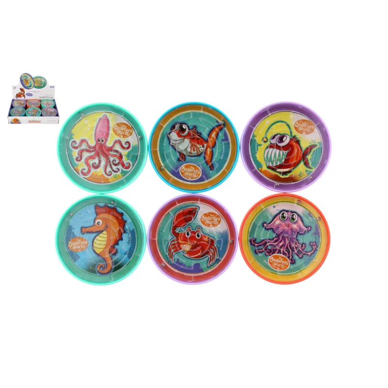 Teddies Bludisko hlavolam s guľôčkou morský svet plast 9cm mix druhov