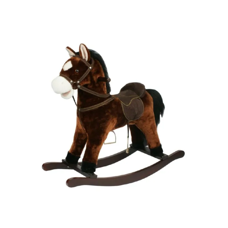 Teddies Kôň hojdací hnedý plyš výška 71cm nosnosť 50kg v krabici 62x56x19cm
