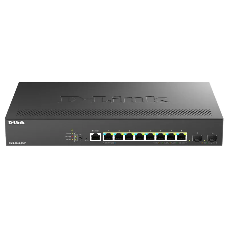 D-Link DMS-1250-10SP/E, 8x 2.5G BASE-T PoE, 2x 10G SFP+, 240W Smart Managed Switch DMS-1250-10SP/E