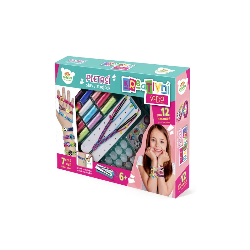 Teddies Kreatívna sada Vyrob si náramok - pletací stav s doplnkami v krabici 38x28x6cm