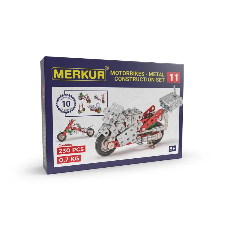 MERKUR - Stavebnice MERKUR - Stavebnica Merkur 011 Motocykel, 222 dielov, 10 modelov