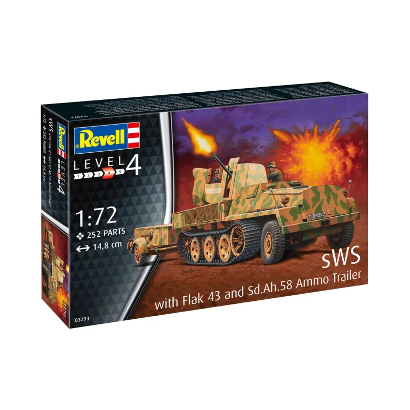Revell Plastic ModelKit military 03293 - sWS s Flak-nástavbou ako Sfl. mit 3,7cm Flak 43 (1:72)