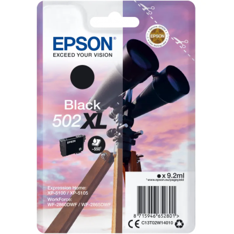 EPSON singlepack,Black 502XL,Ink,XL C13T02W14010