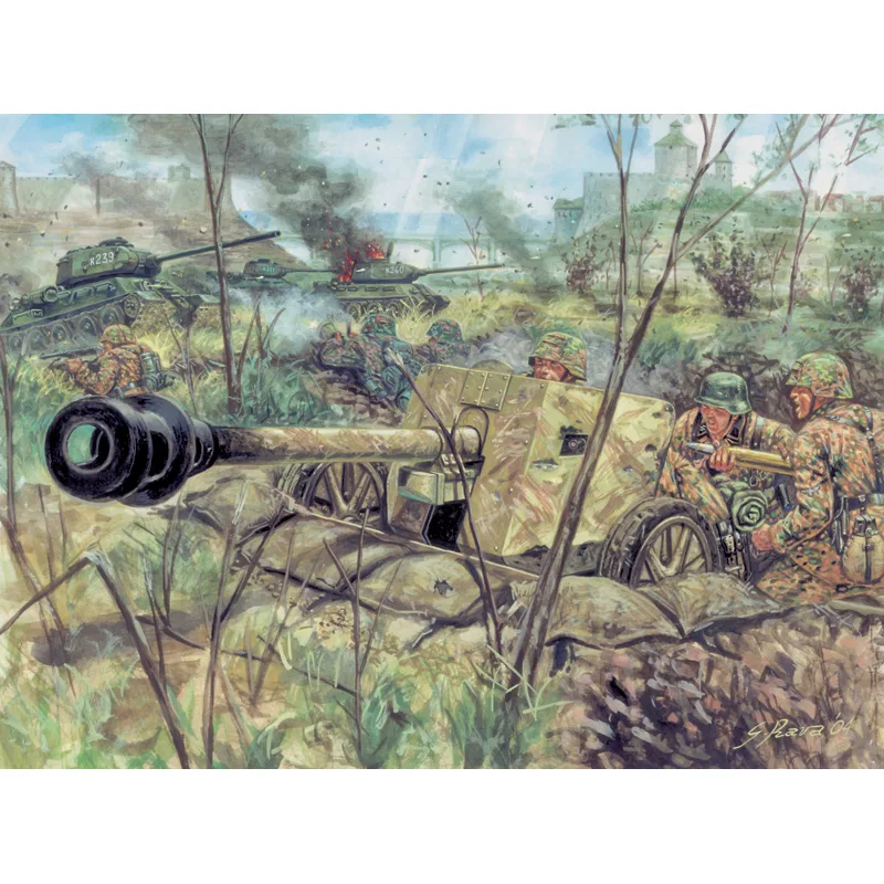 Italeri Model Kit figúrky 6096 - WWII - NEMECKÝ PAK40 AT GUN & POSÁDKA (1:72)