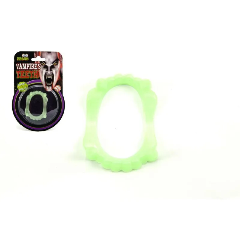 Teddies Zuby svietiace upír 5cm na karte karneval