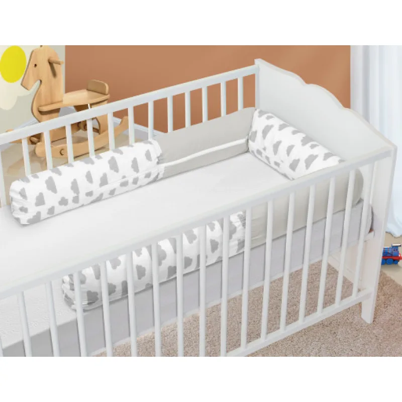 Bellatex Mantinel do dětské postýlky, Mráček šedá, bílá - průměr 12x240cm