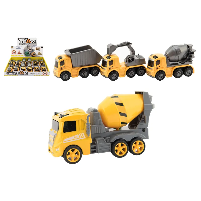 Teddies Auto stavebné plast na zotrvačník 10cm 3 druhy 12ks v boxe