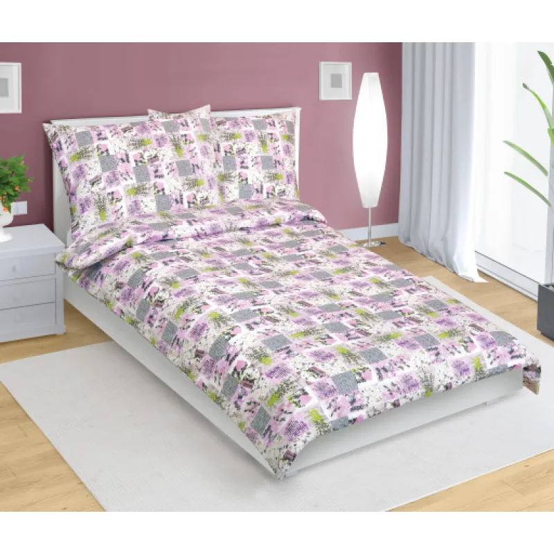 Bellatex Povlečení bavlněné, Patchwork lila - 140x220, 70x90 cm