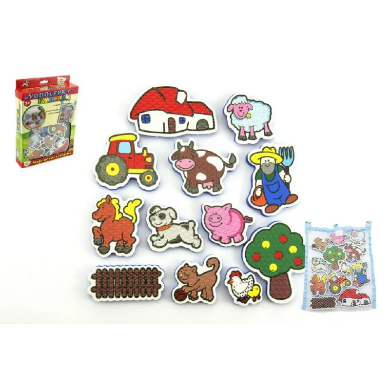 Teddies Vodolepky Moje prvé zvieratká farma penová sada so sieťkou 12ks v krabici 19x27x5cm
