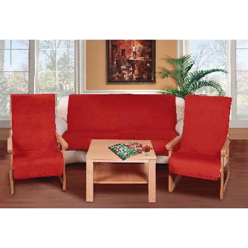 Bellatex Souprava Korall micro 3+1+1 Červená - 1x150x200+2x65x150 cm