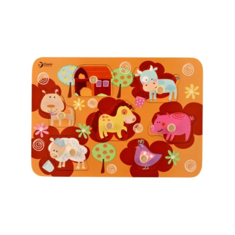 Dětské deskové obrysové puzzle, Farma 30x21cm