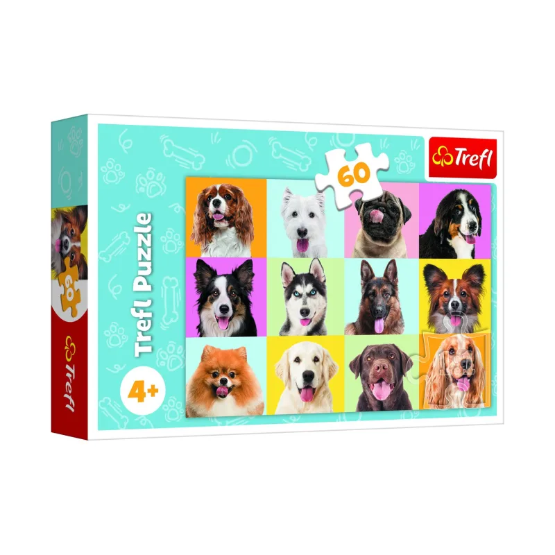 Trefl Puzzle Roztomilé psy 33x22cm 60 dielikov v krabici 21x14x4cm