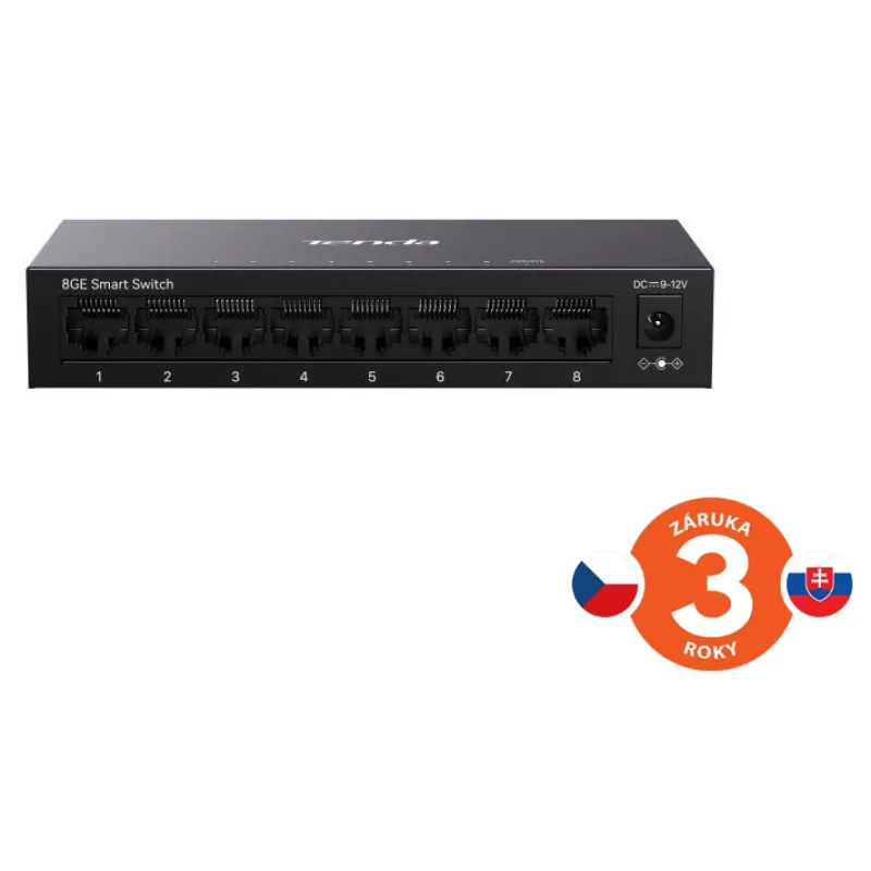 Tenda TEG2208D Websmart L2 cloud managed switch, 8x 10/100/1000 Mbps, Kov, Fanless - bez ventilátorů 75012018