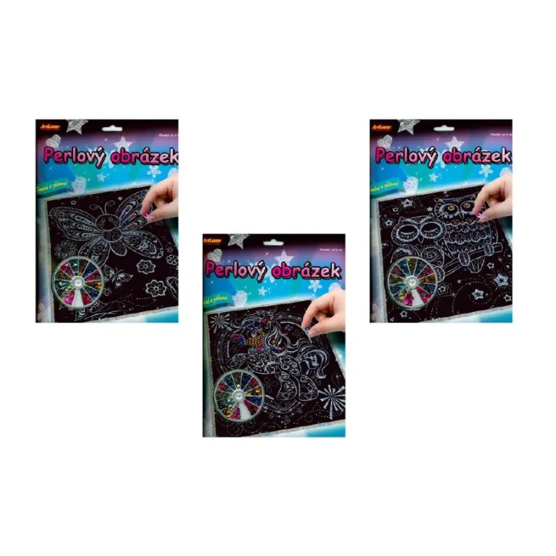 SMT Creatoys Perlový obrázok 200ks farebných perál 20,3x25,4cm asst 3 druhy na karte