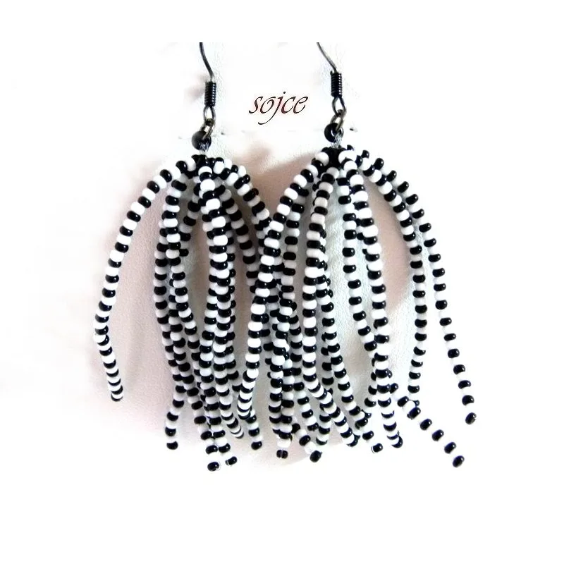 Náušnice Černo - bílá chobotnice