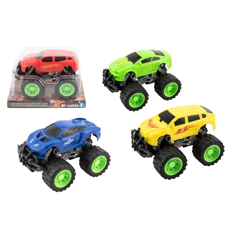 Teddies Auto terénne veľké kolesá plast 13cm na zotrvačník 4 farby