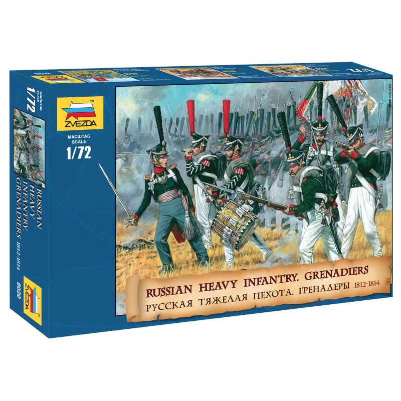 Zvezda Wargames (AoB) figúrky 8020 - Russian Heavy Infantry Grenadiers 1812-1815 (1:72)