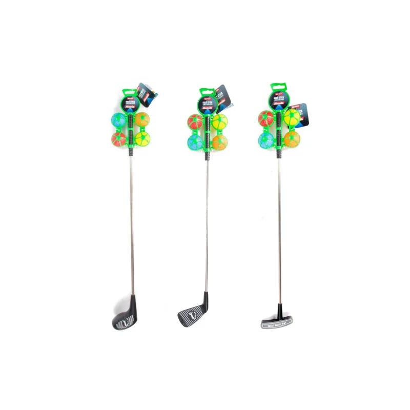 Teddies Golfová sada 1ks palica 60cm + 4ks loptička kov/plast 3 druhy
