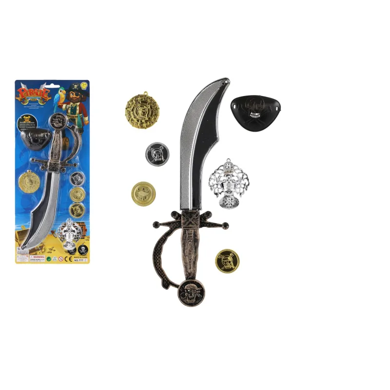 Teddies Pirátska sada meč s doplnkami plast na karte 17x41cm