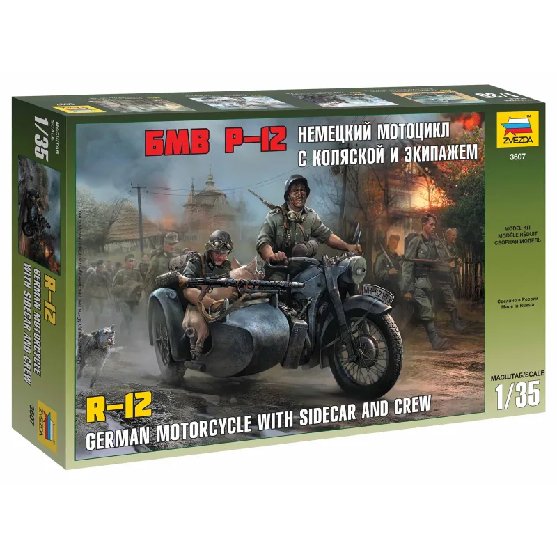 Zvezda Model Kit military 3607 - Nemecký WWII Sidecar R12 s posádkou (1:35)