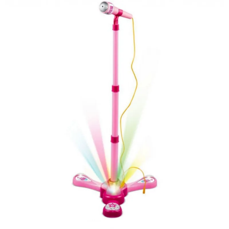 Dětský karaoke mikrofon se světelnými efekty a zvukem - růžový, 34cm