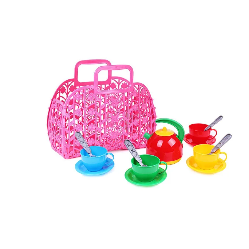 Teddies Sada riadu plast 3 farby v plastovej taške/kabelke 25x22x11 cm