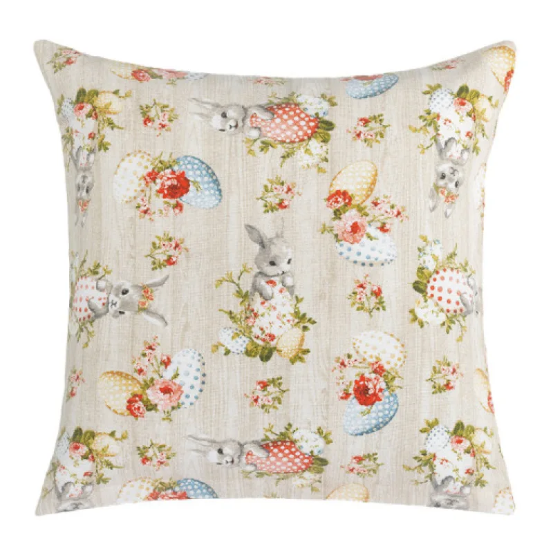 Bellatex Polštářek EMA, Velikonoční Zajíček béžová, zelená, oranžová - 45x45cm