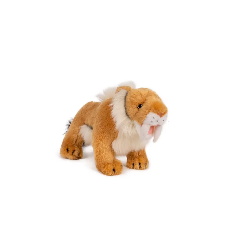 Teddies Tiger šabľozubý plyš 27x14cm hnedý 0m+