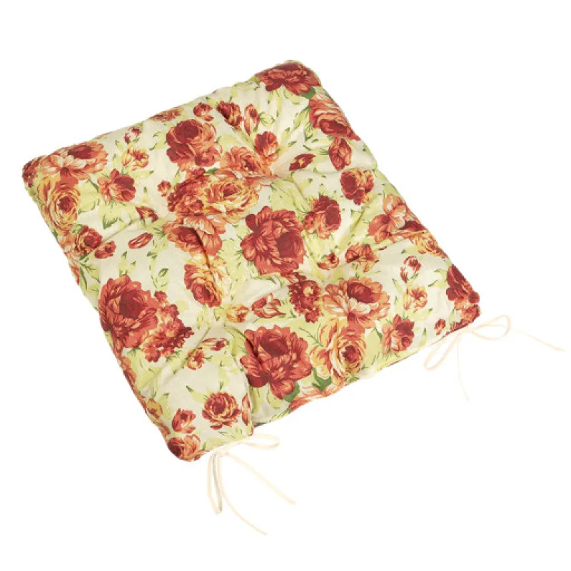 Bellatex Sedák BERTA prošívaný, Pivoňka růžová, zelená - 40x40 cm