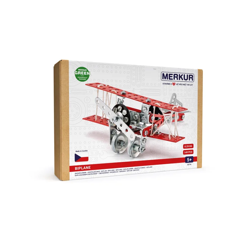 MERKUR - Stavebnice MERKUR - Stavebnica Merkur 051 - dvojplošník, 148 dielov