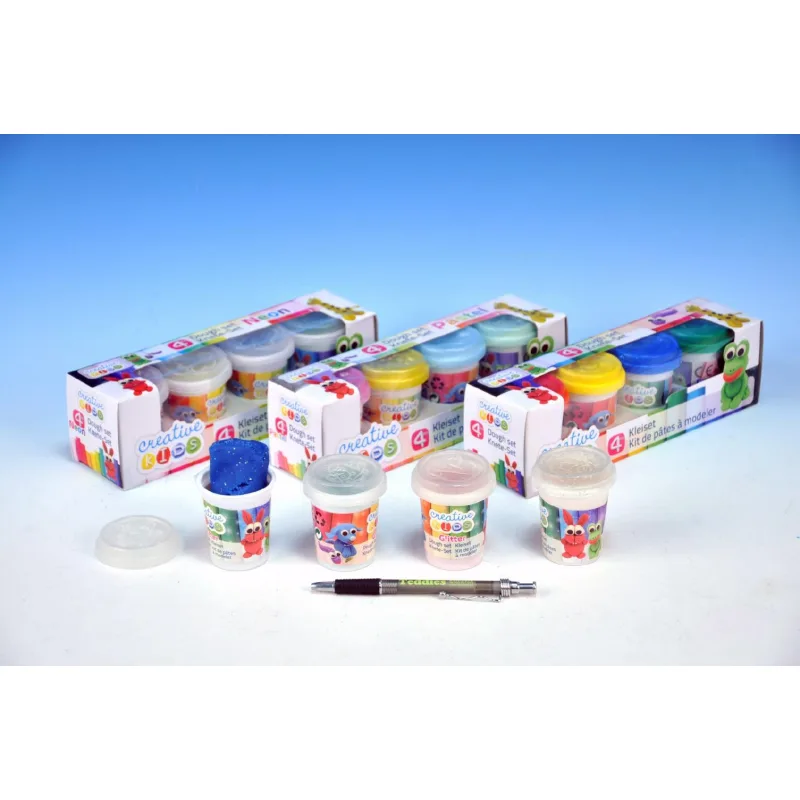 Teddies Modelína/Plastelína 4ks asst 4 druhy v krabici 23x6,5x6cm