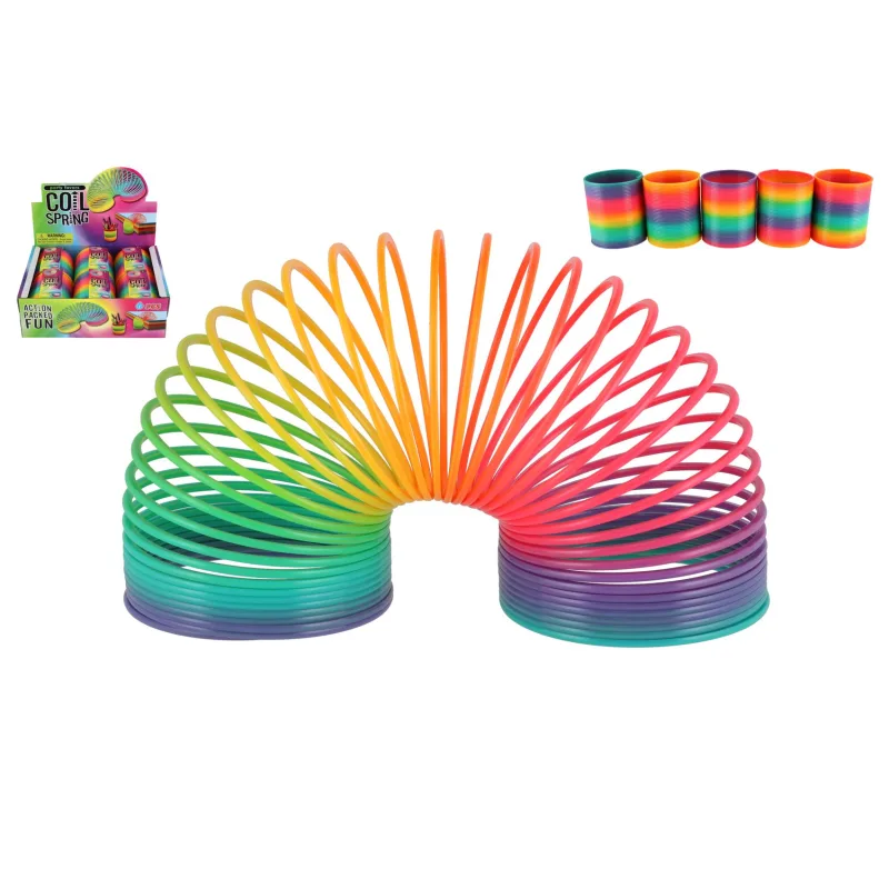 Teddies Špirála/pružina dúhová plast priemer 8,5cm 6ks v boxe