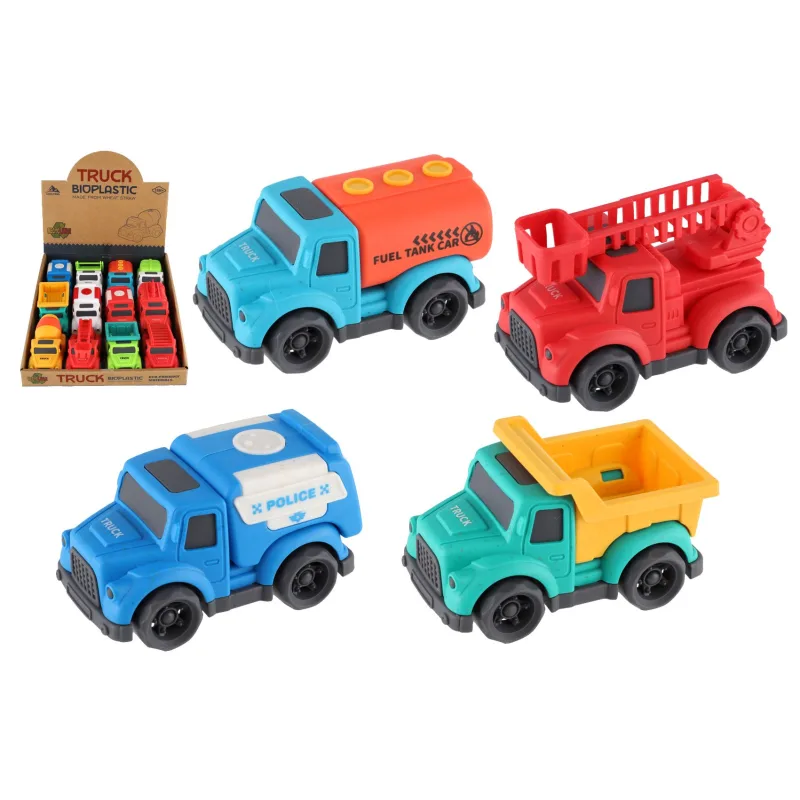 Teddies Auto nákladné Eco plast 10cm na voľný chod mix druhov 12ks v boxe