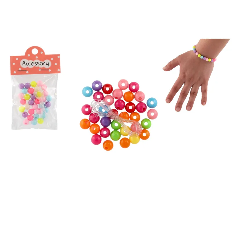 Teddies Korálky plastové farebné so šnúrkou 2 farby v sáčku 6,5x11x1cm
