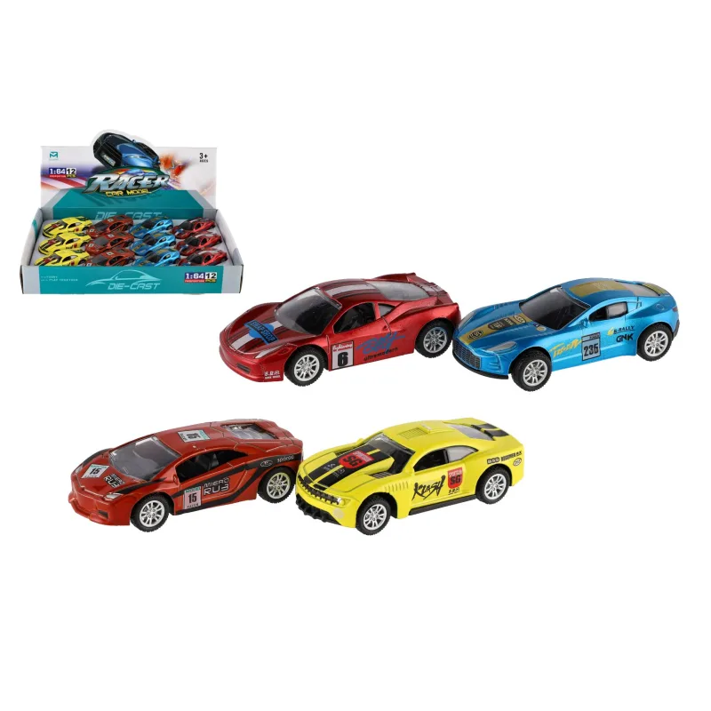 Teddies Auto závodné kov/plast 8,5cm na spätné natiahnutie 4 farby