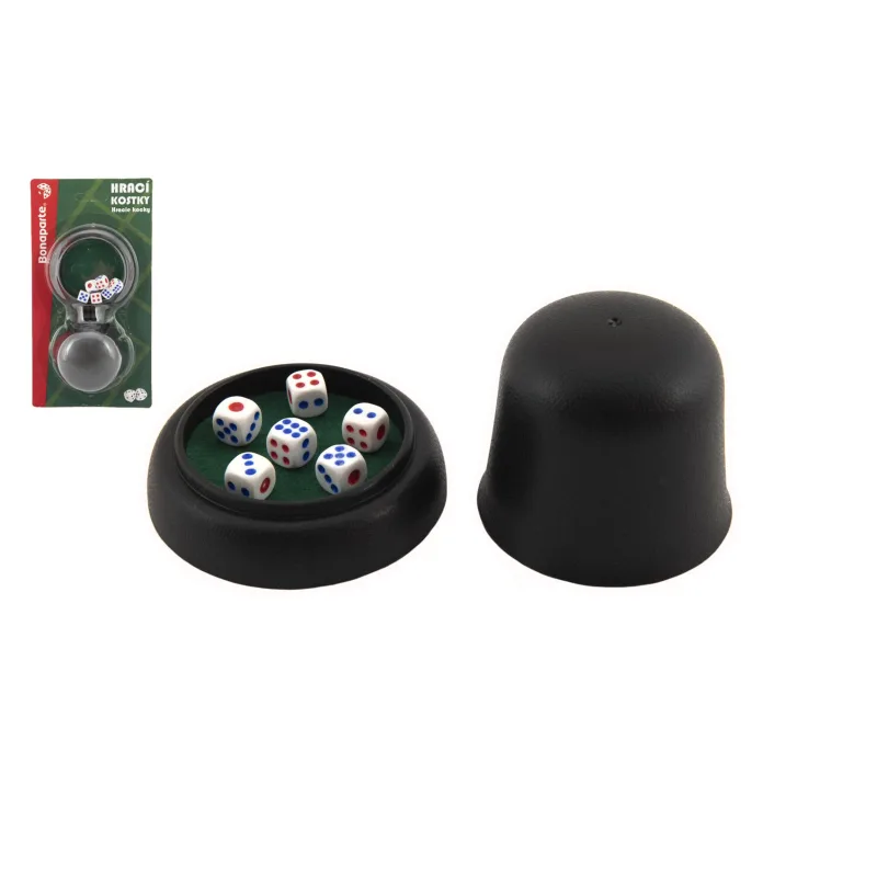 Bonaparte Hádzacie kocky 6 ks s kalíškom plast na karte 11x21x6,5cm